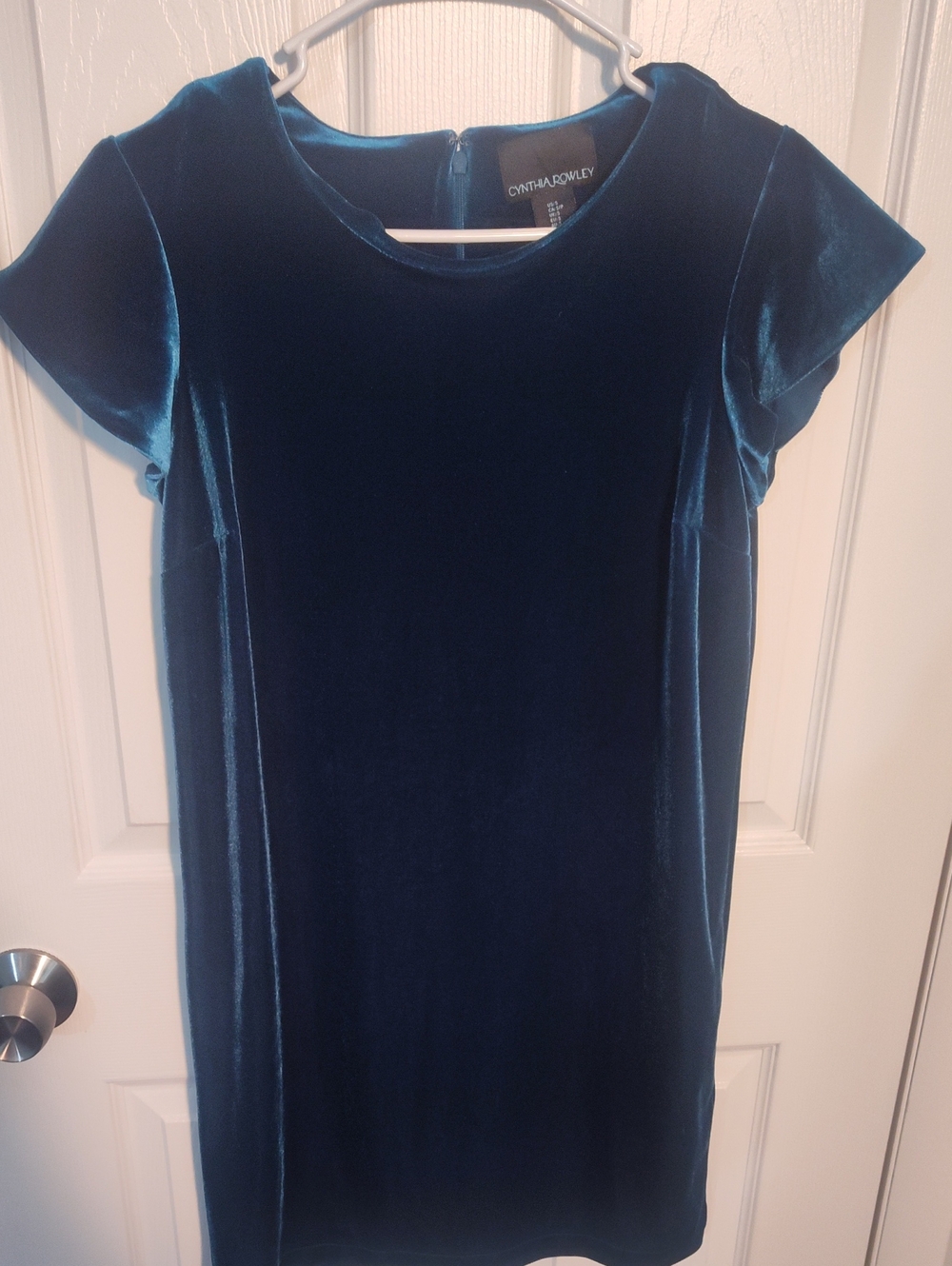 Cynthia Rowley Deep Teal Velvet Shift Dress